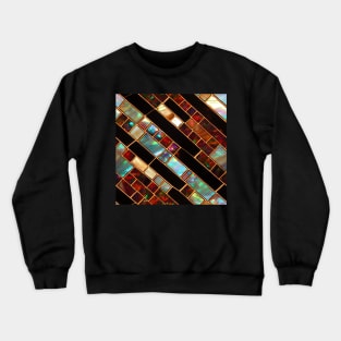 Fire Opal and Mother of Pearl Mosaic Inlay with Gold Crewneck Sweatshirt